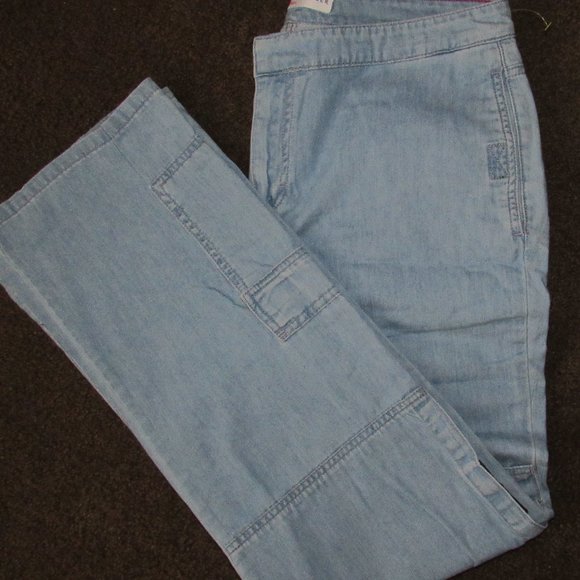 RETRO STYLE BOYFRIEND JEANS-VELCRO CLOSE LARGE POCKET LOOSE FIT-LIGHT BLUE-T.H. - Picture 1 of 13